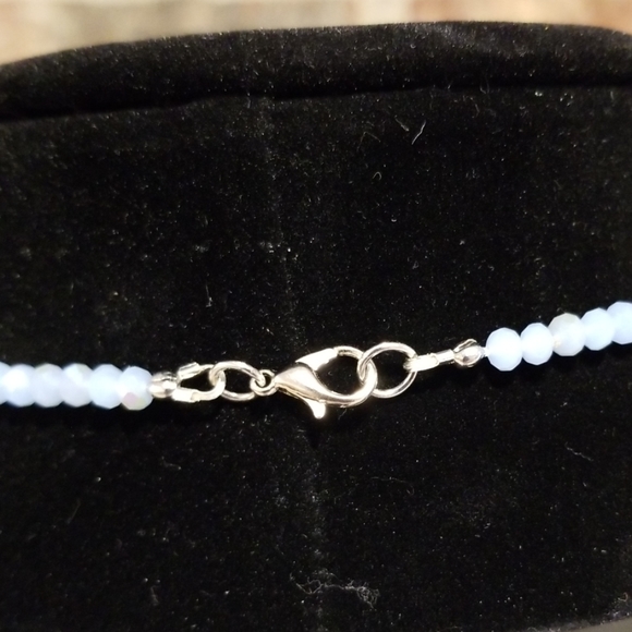 Pastel Blue Crystal Beaded Necklace w/Earrings - Picture 8 of 8
